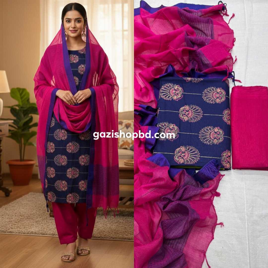 অরিজিনাল,আড়ং,স্লাব,কটন,থ্রি-পিস,(সেলাই,ছাড়া)