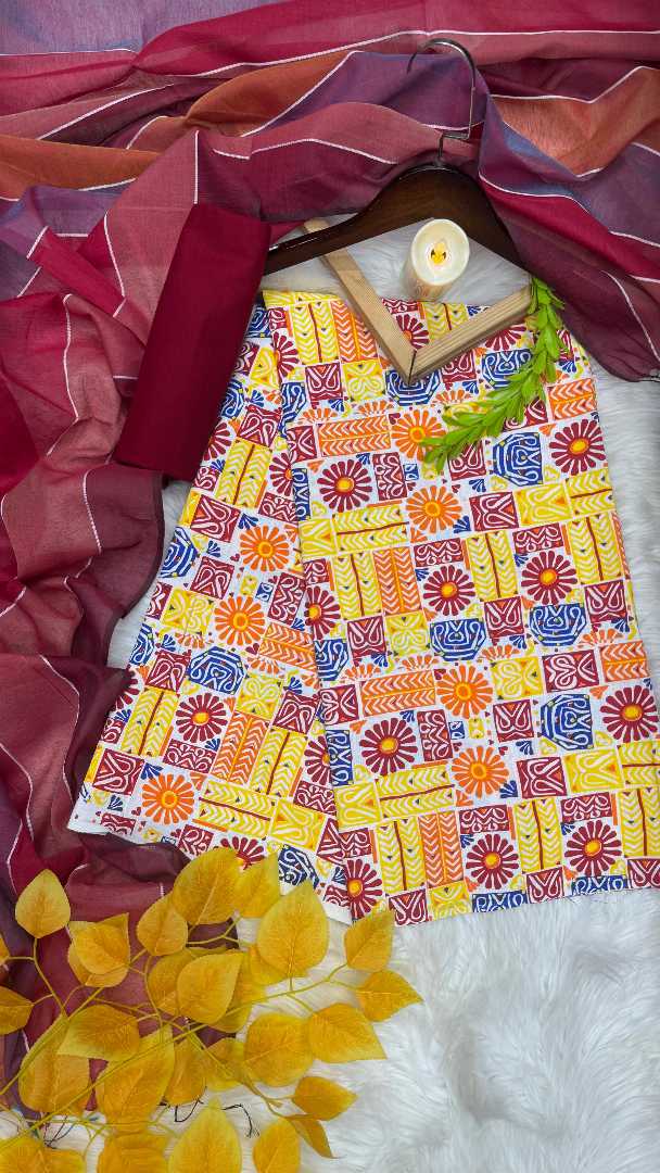 অরিজিনাল,আড়ং,স্লাব,কটন,থ্রি-পিস,(সেলাই,ছাড়া)