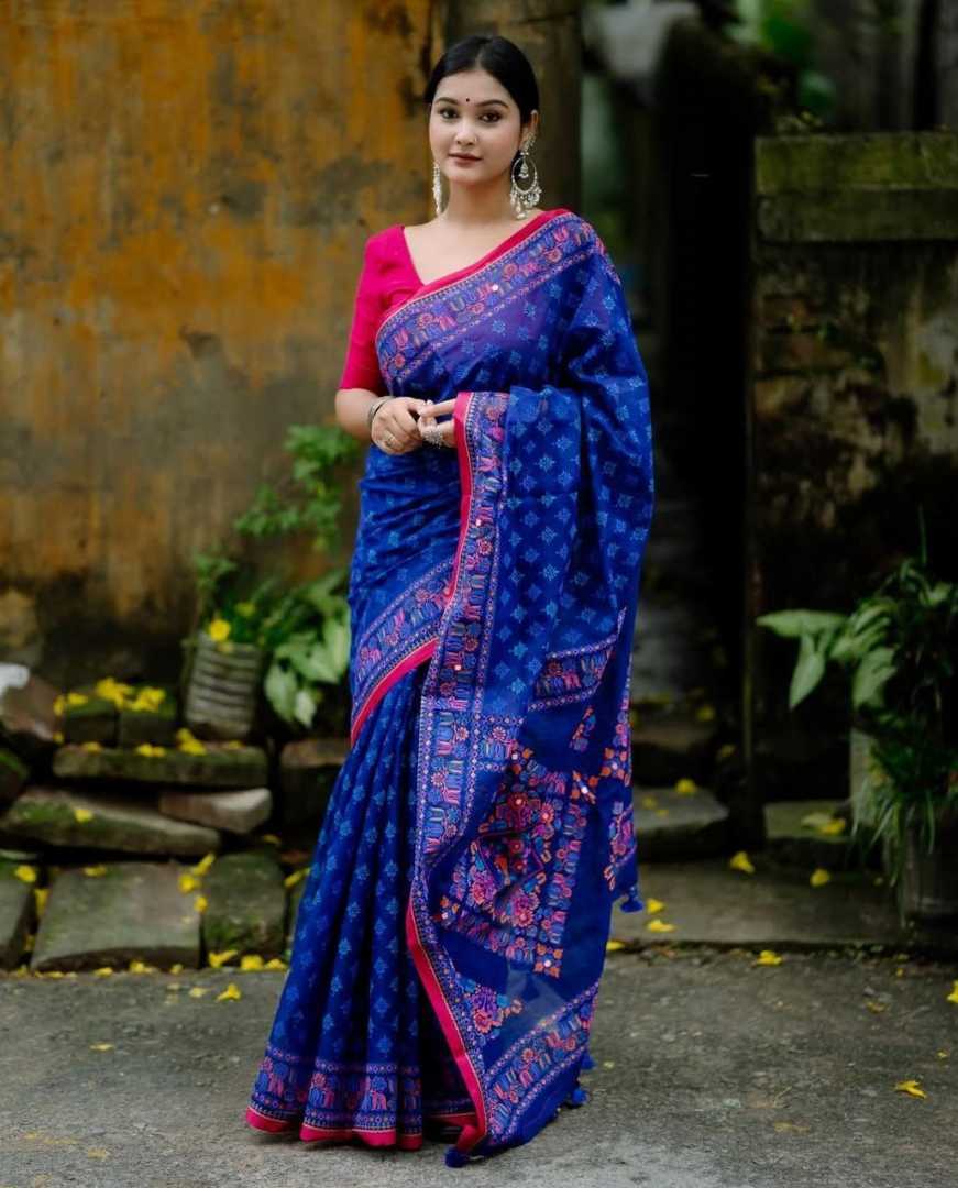 এমব্রয়ডারি তাঁত বুটিকস সিল্ক শাড়ি