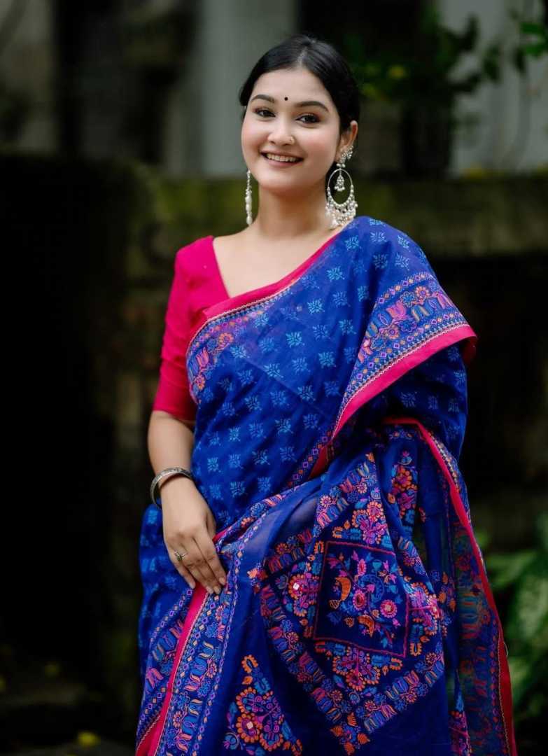 এমব্রয়ডারি তাঁত বুটিকস সিল্ক শাড়ি