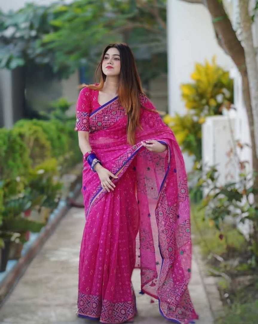 এমব্রয়ডারি তাঁত বুটিকস সিল্ক শাড়ি