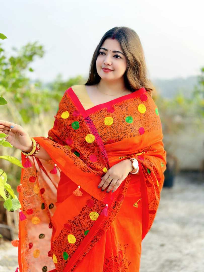 এমব্রয়ডারি তাঁত বুটিকস সিল্ক শাড়ি