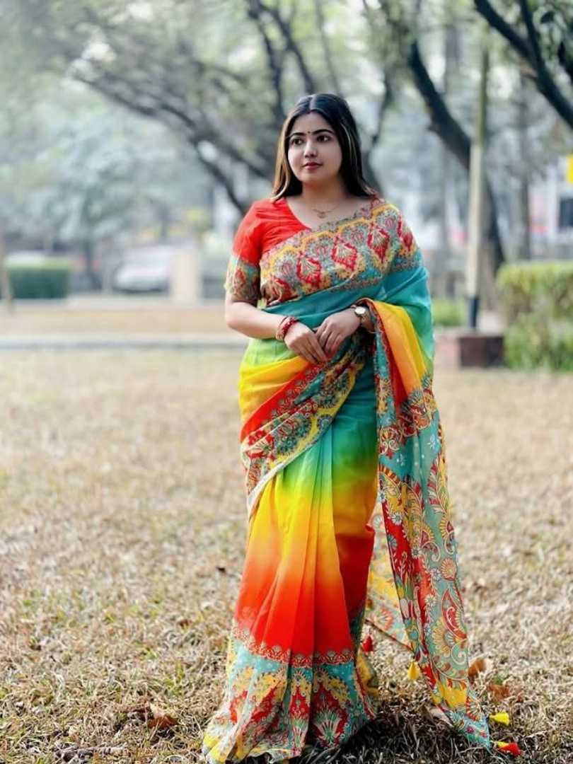 প্রিমিয়াম,সেমি,সিল্ক,ডিজিটাল,প্রিন্ট,শাড়ি,+,ব্লাউজ,পিস