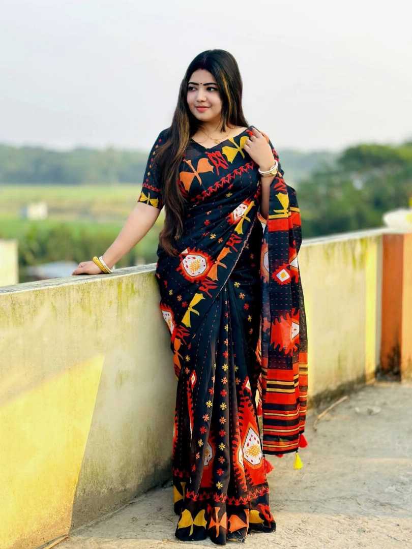 প্রিমিয়াম,সেমি,সিল্ক,ডিজিটাল,প্রিন্ট,শাড়ি,+,ব্লাউজ,পিস