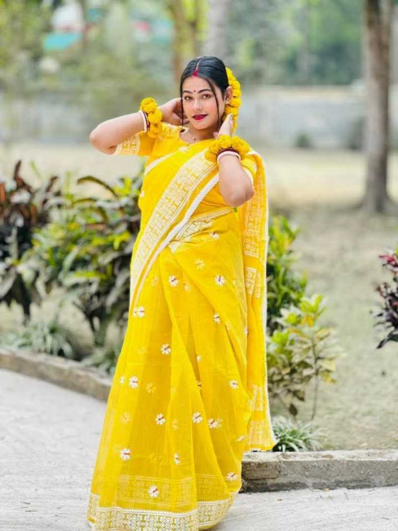 প্রিমিয়াম সেমি মসলিন স্ক্রিন প্রিন্ট শাড়ি